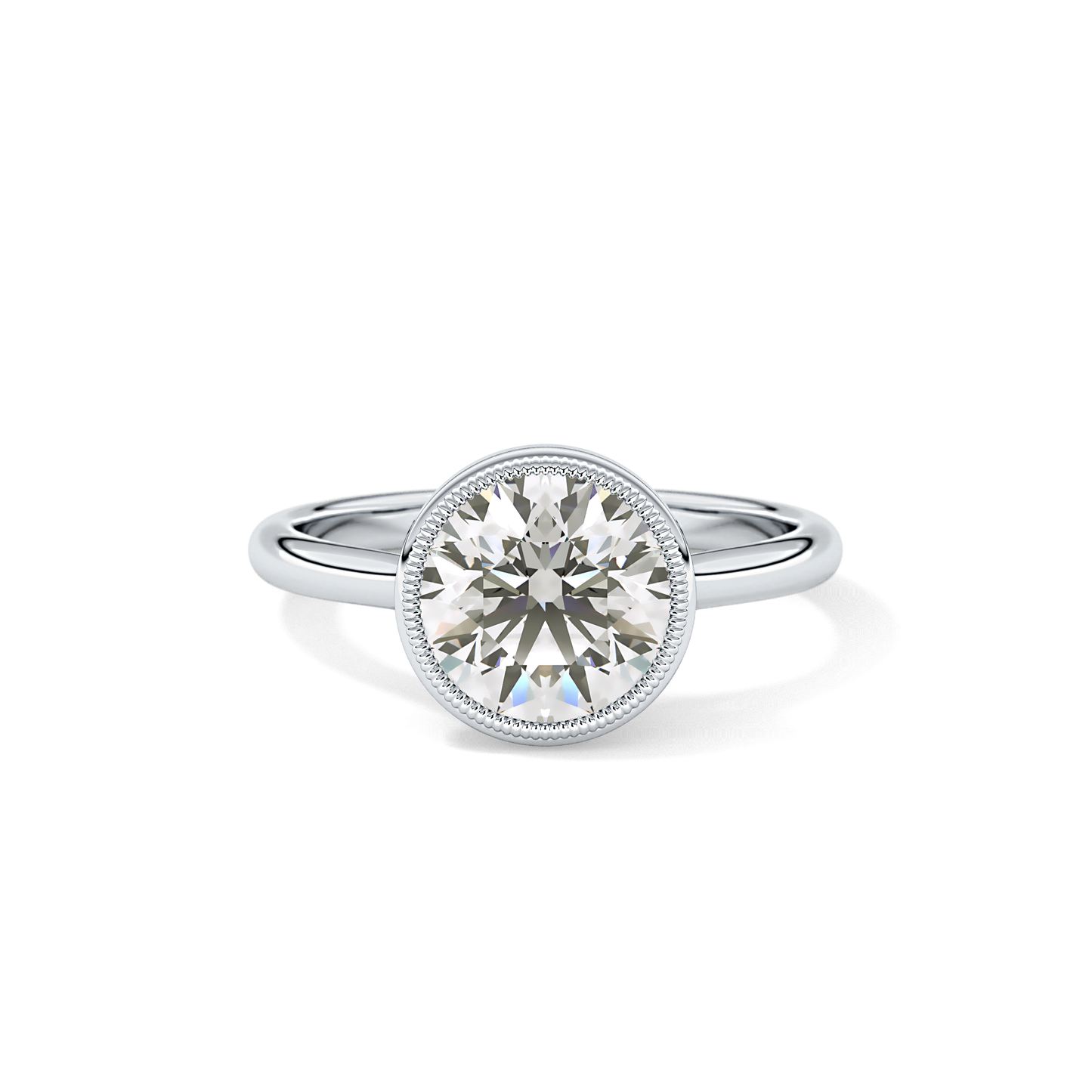 Round Bezel Lab Grown Engagement Ring