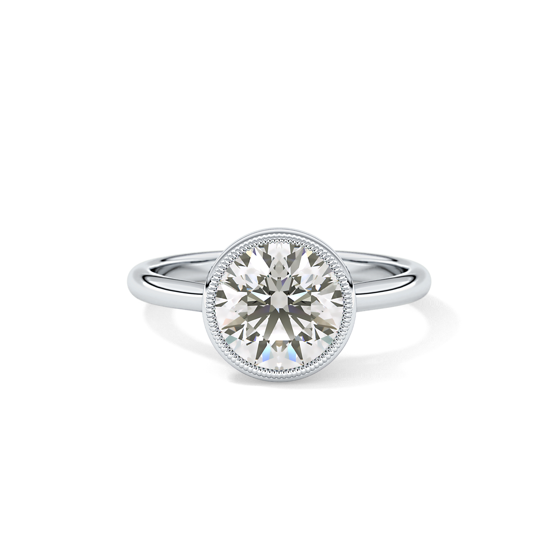 Round Bezel Lab Grown Engagement Ring