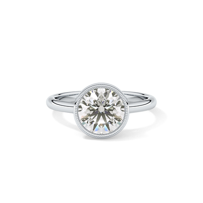 Round Bezel Lab Grown Engagement Ring