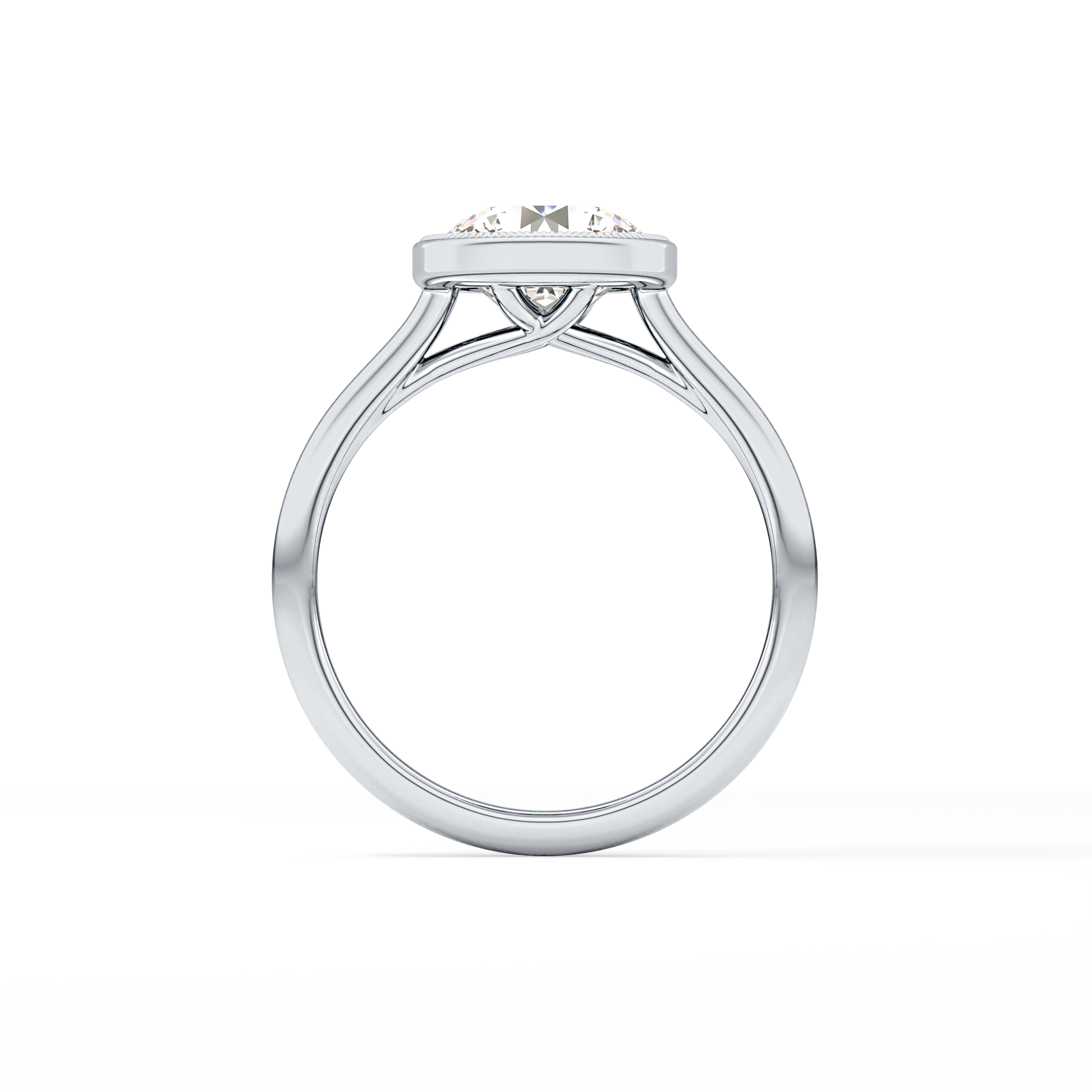 Round Bezel Lab Grown Engagement Ring