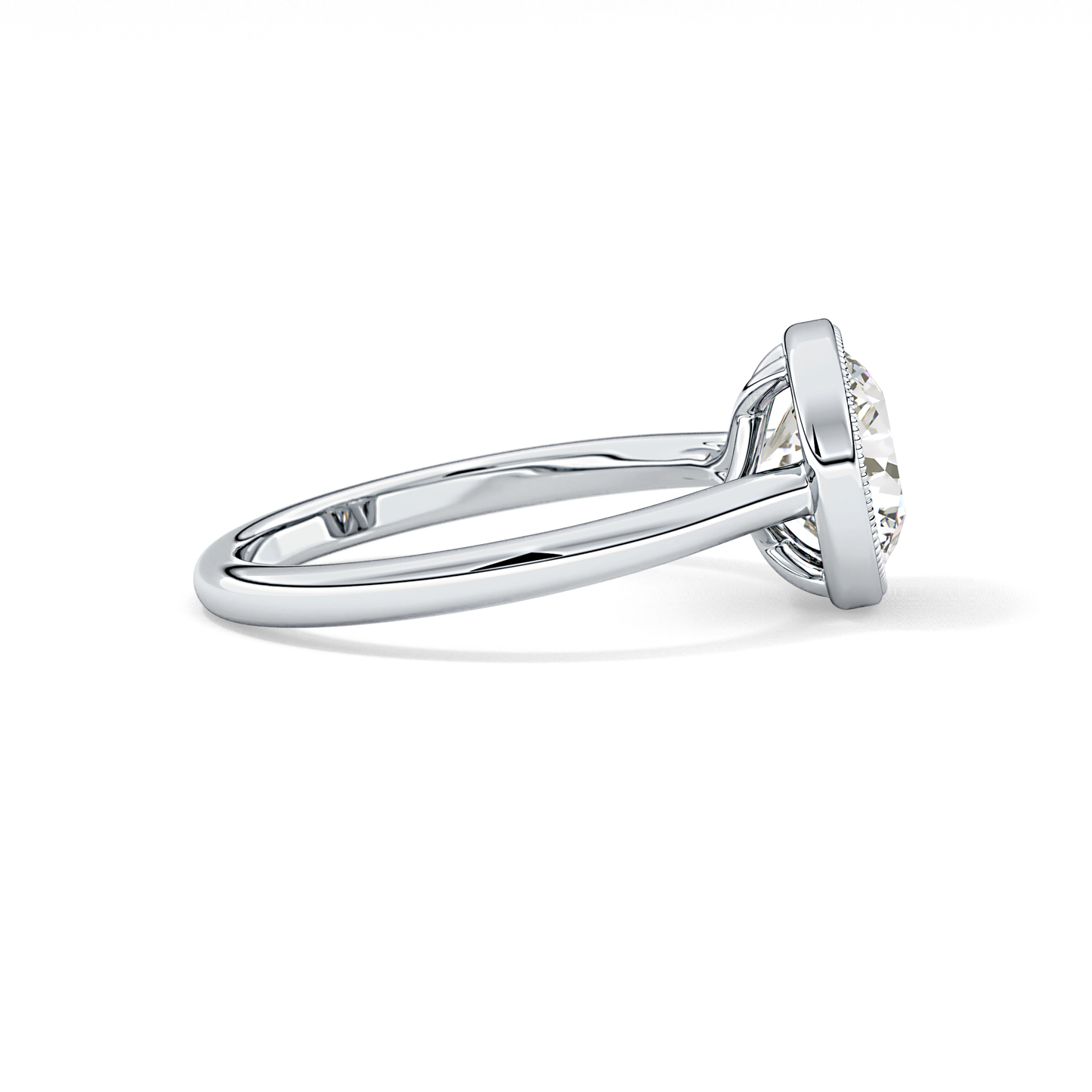 Round Bezel Lab Grown Engagement Ring