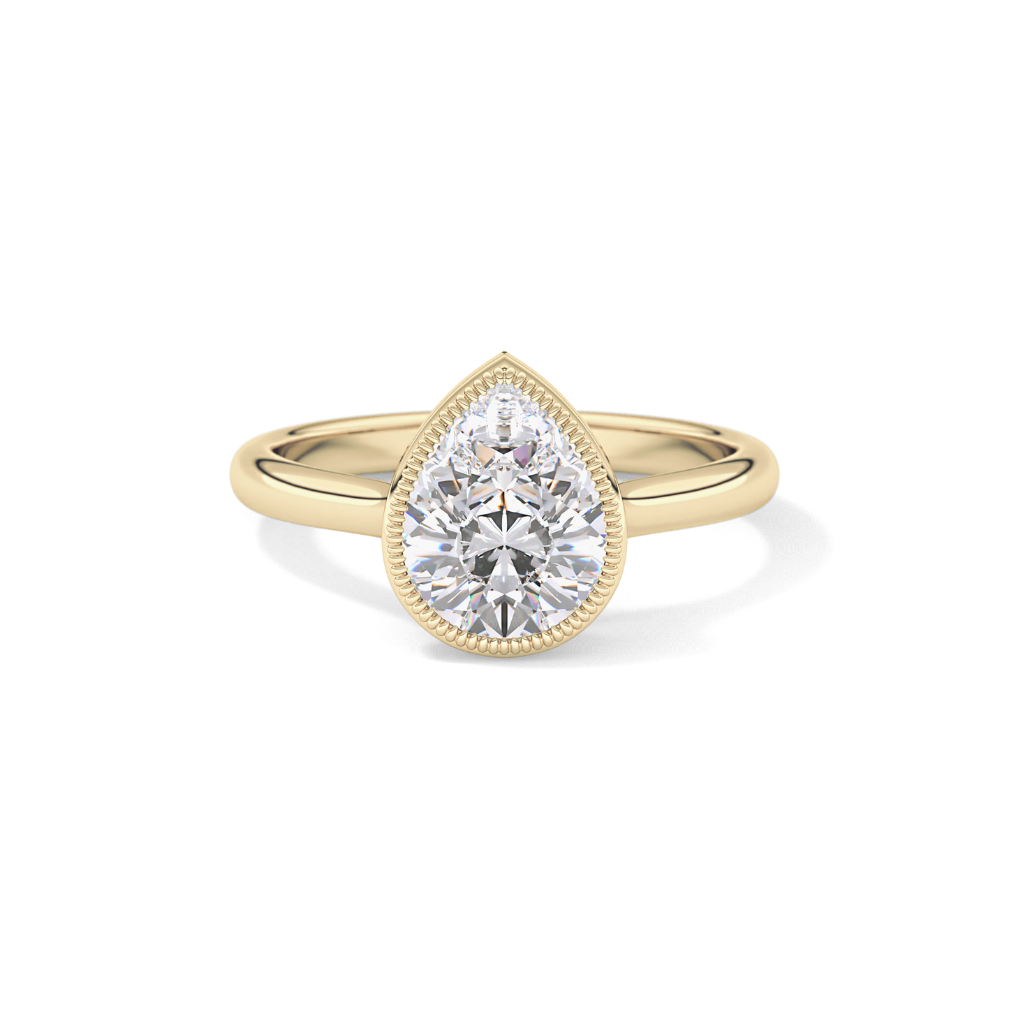 Pear Bezel Lab Grown Engagement Ring
