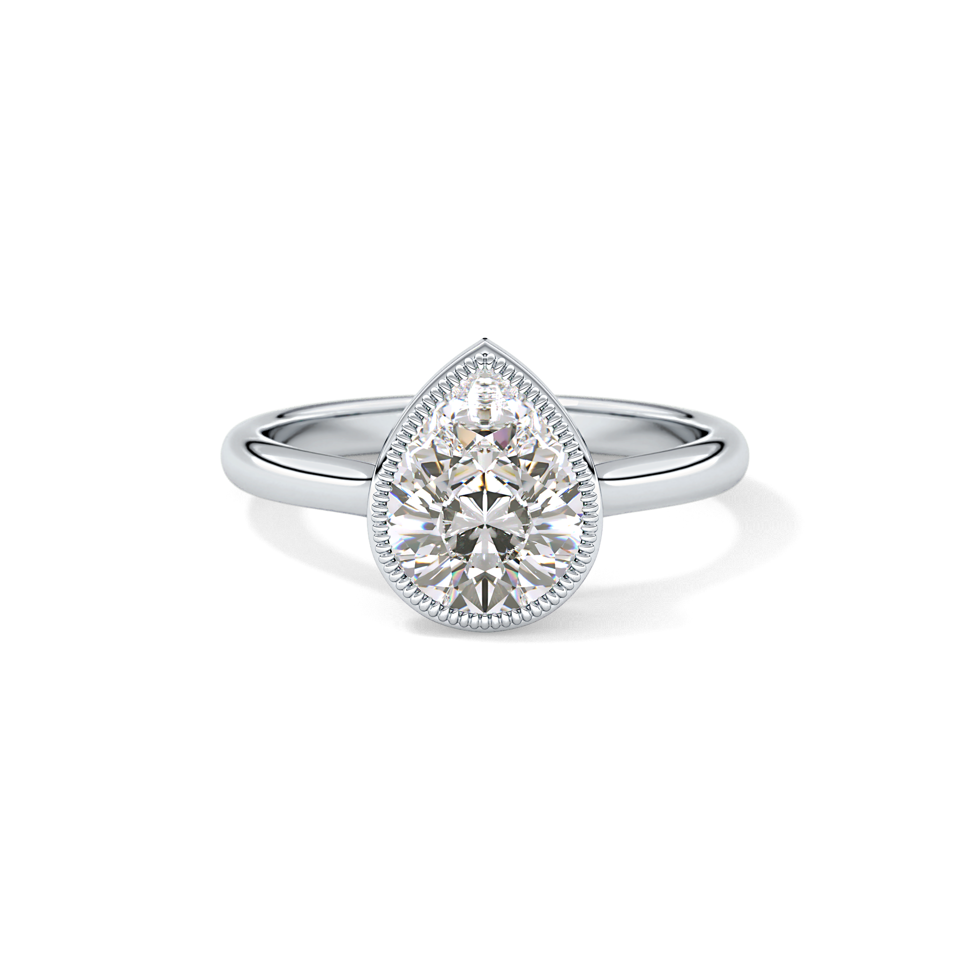 Pear Bezel Lab Grown Engagement Ring