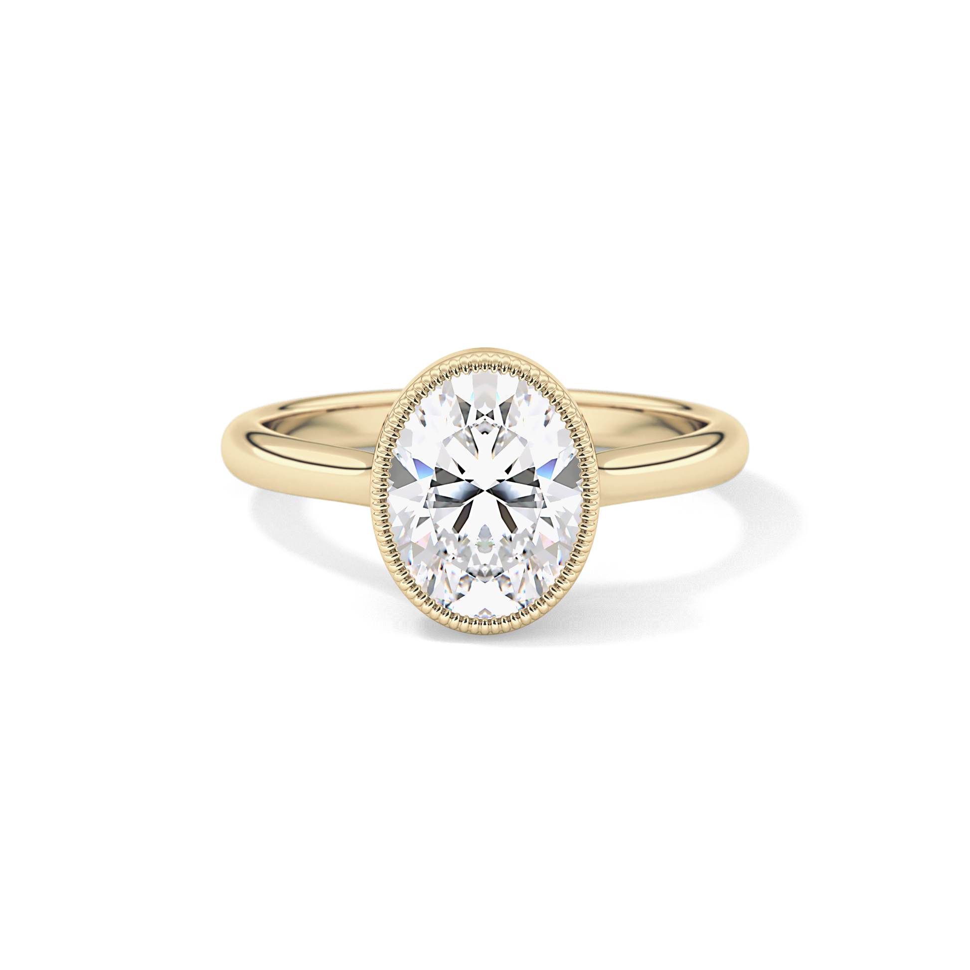 Oval Bezel Lab Grown Engagement Ring