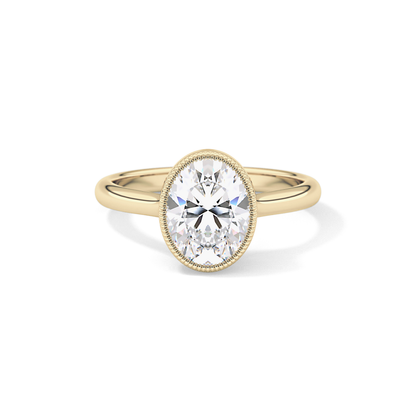 Oval Bezel Lab Grown Engagement Ring
