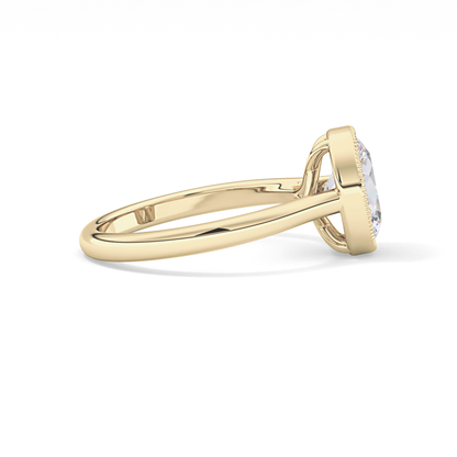 Oval Bezel Lab Grown Engagement Ring