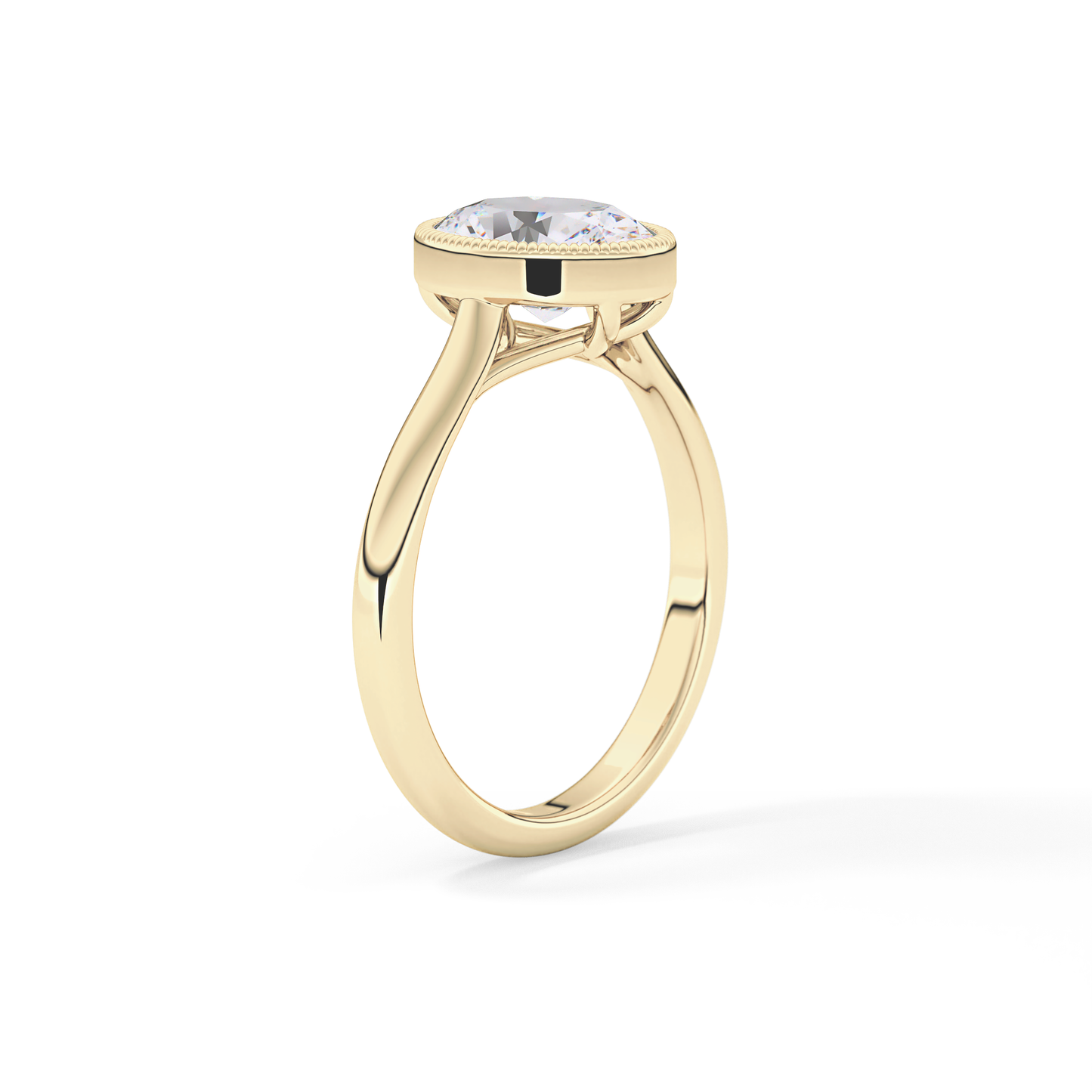 Oval Bezel Lab Grown Engagement Ring