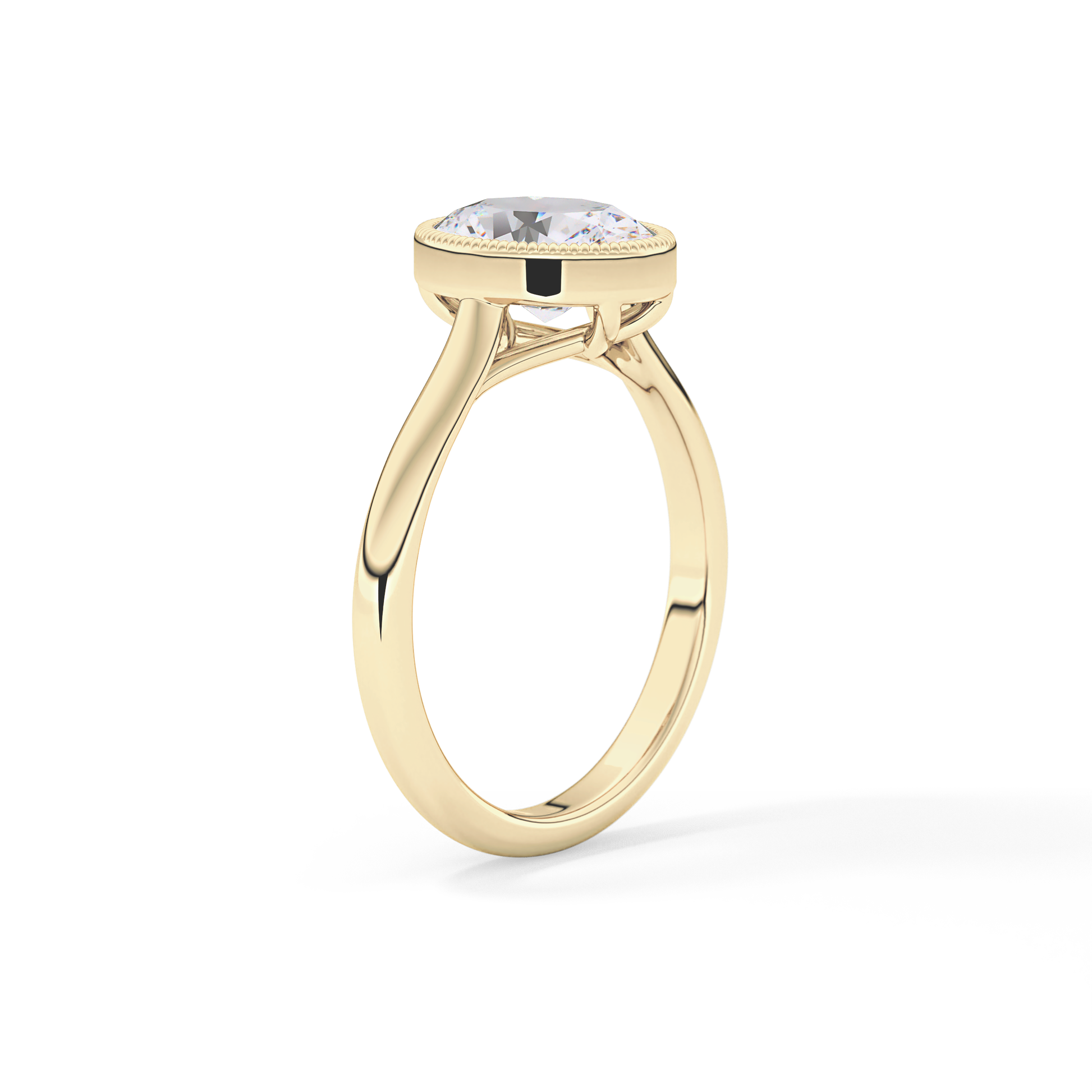 Oval Bezel Lab Grown Engagement Ring