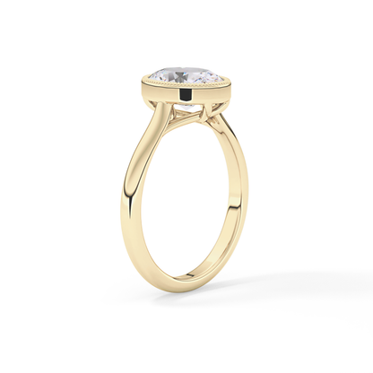 Oval Bezel Lab Grown Engagement Ring