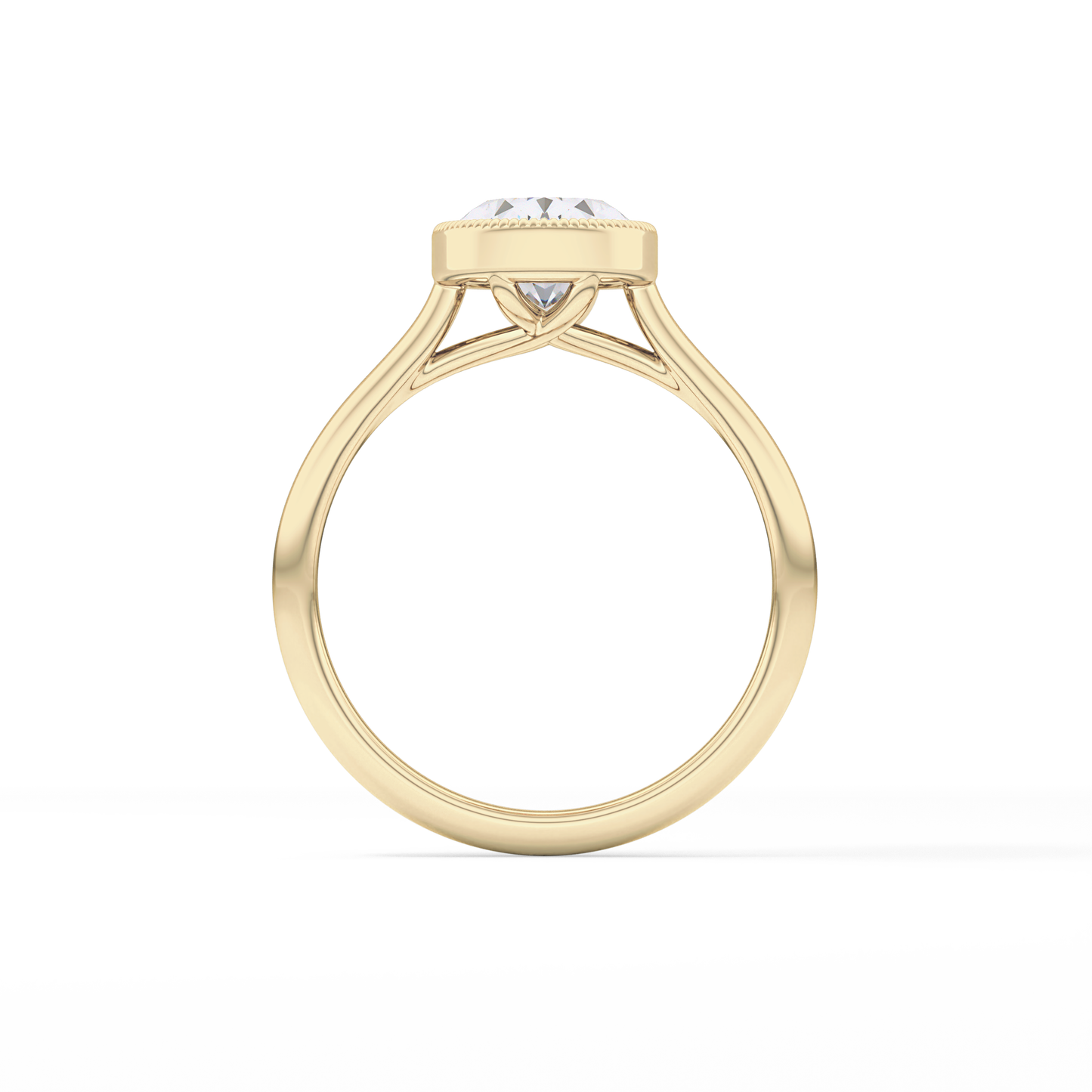 Oval Bezel Lab Grown Engagement Ring