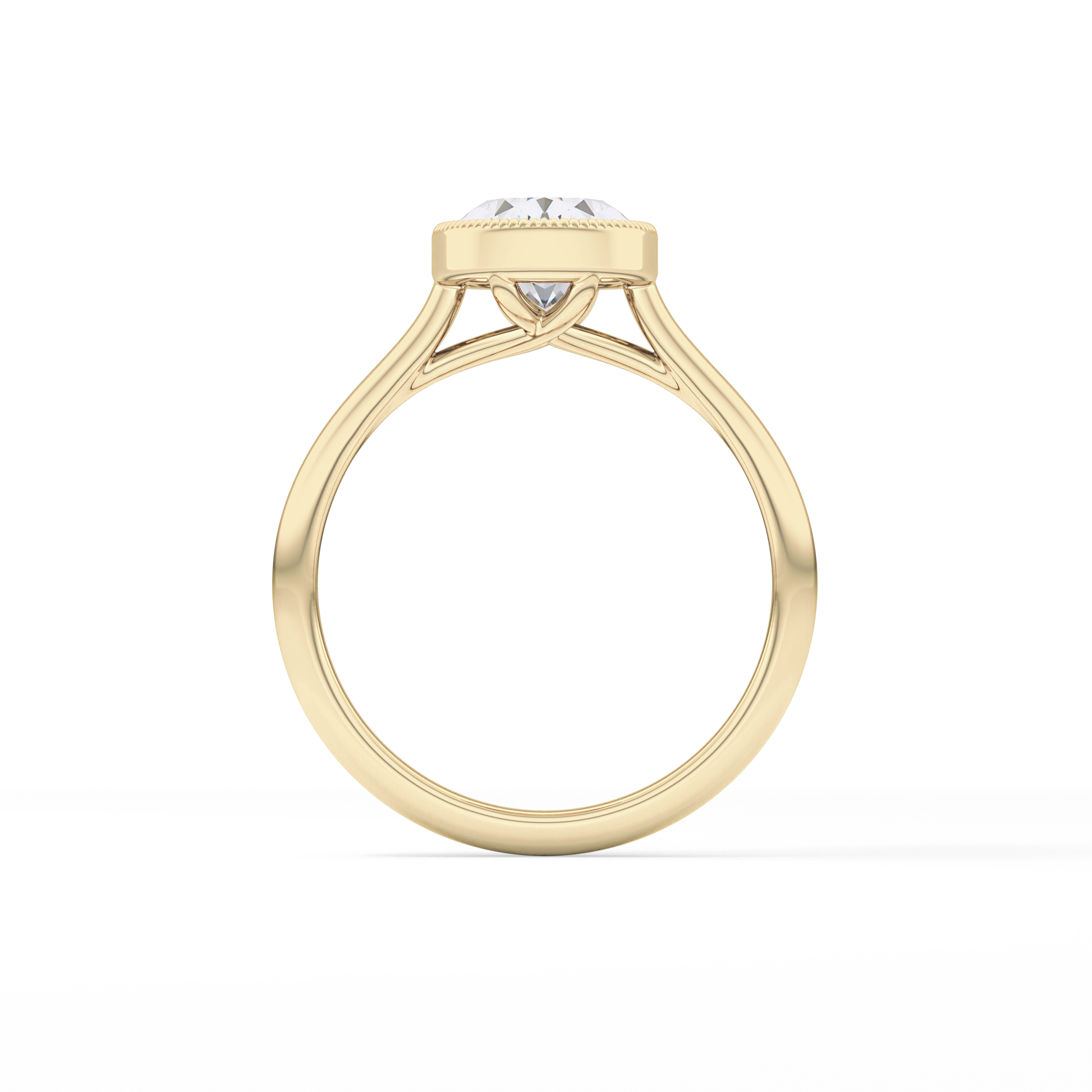 Oval Bezel Lab Grown Engagement Ring