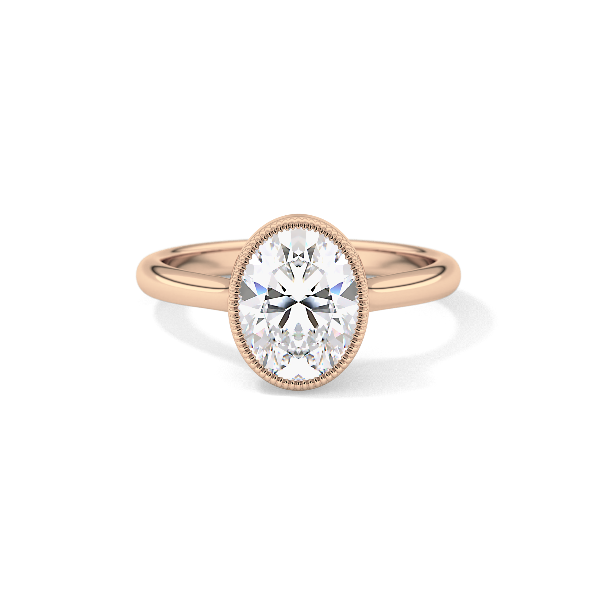 Oval Bezel Lab Grown Engagement Ring