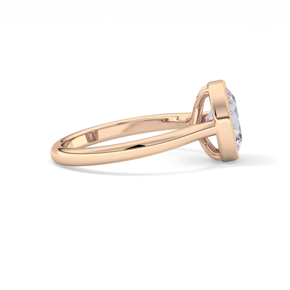 Oval Bezel Lab Grown Engagement Ring