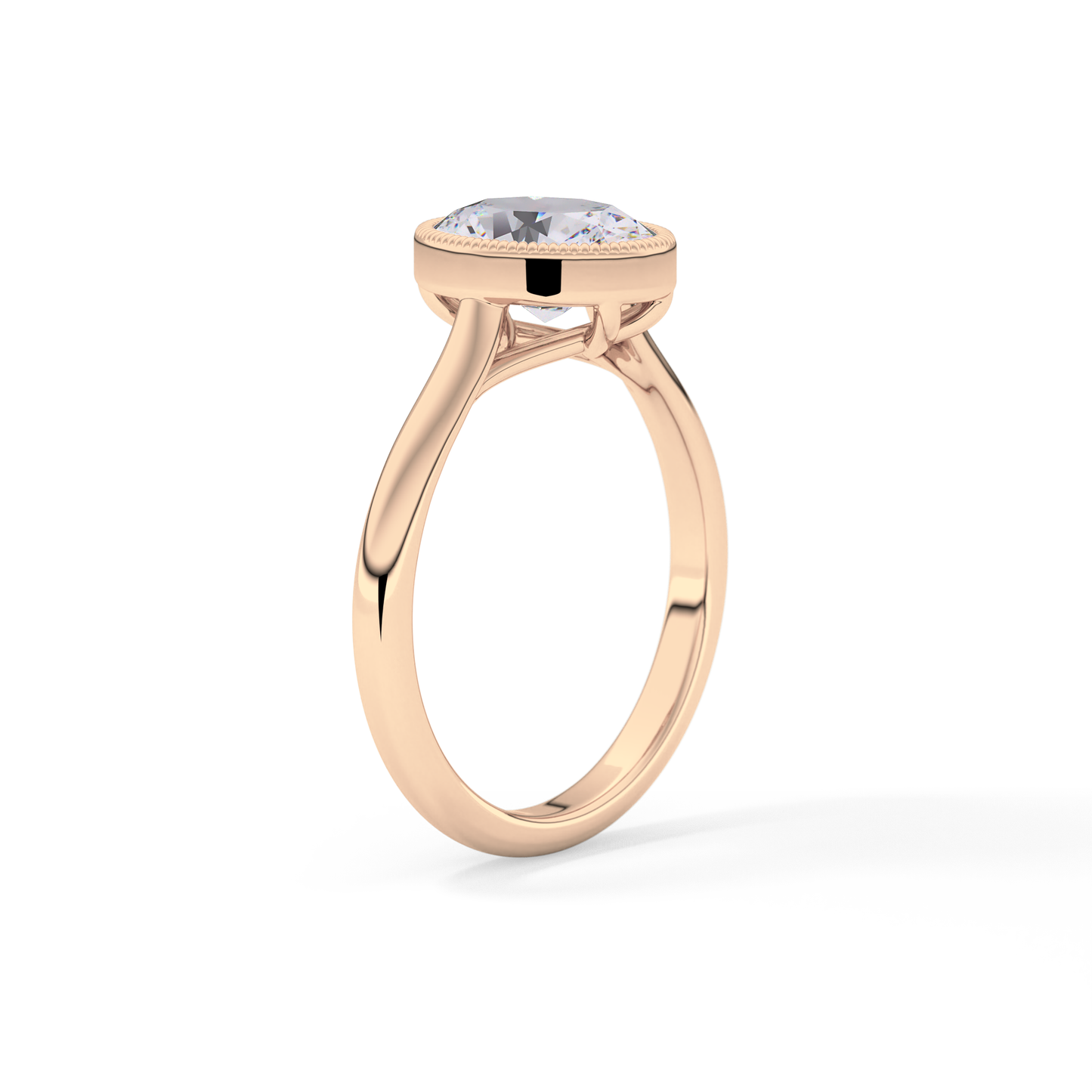 Oval Bezel Lab Grown Engagement Ring