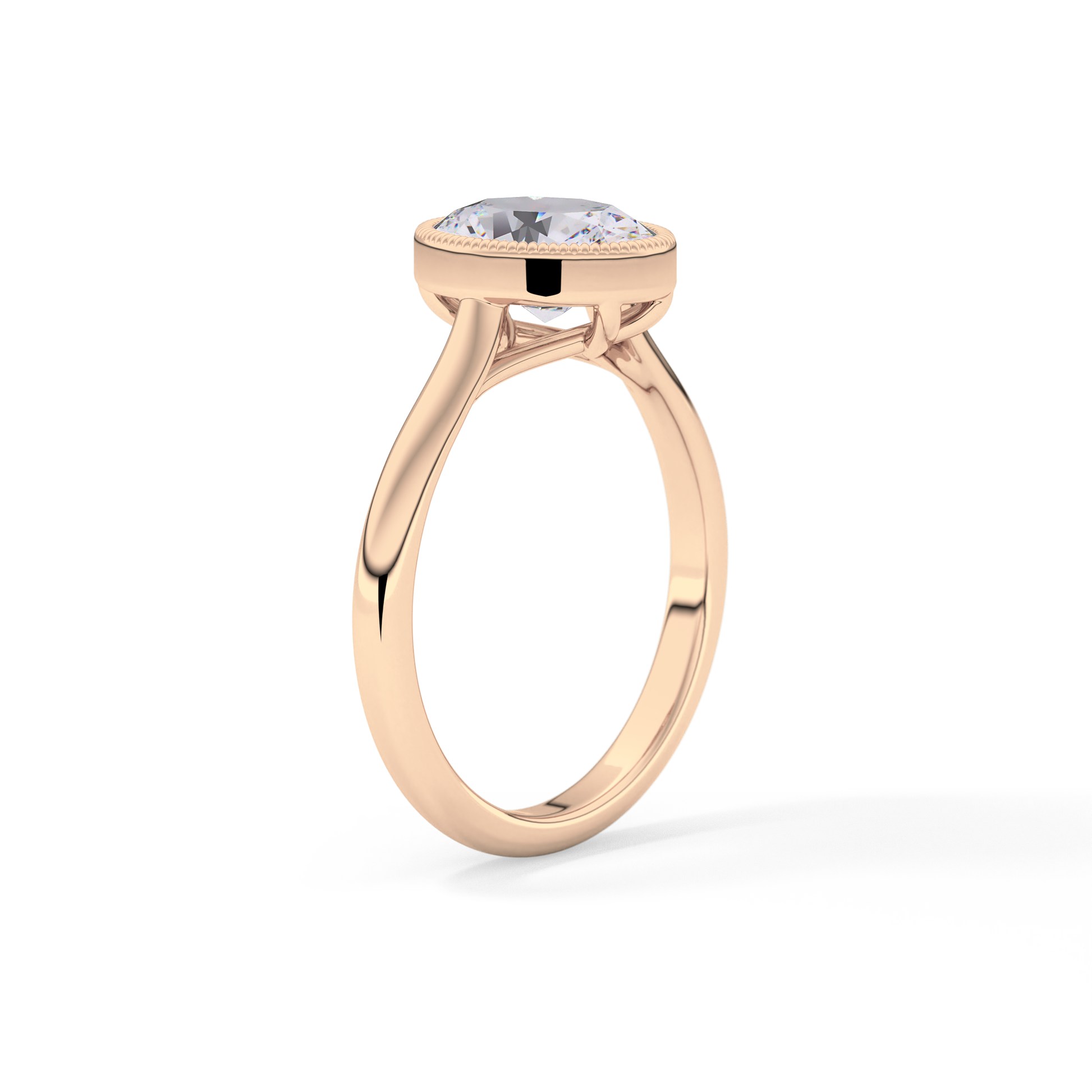 Oval Bezel Lab Grown Engagement Ring