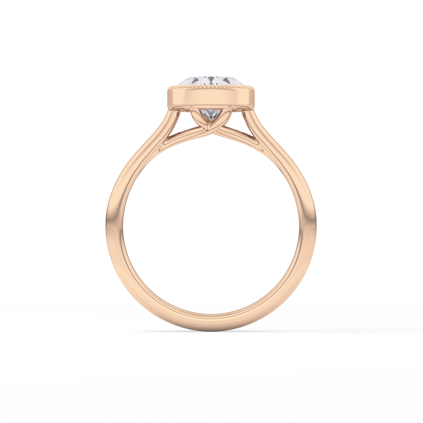 Oval Bezel Lab Grown Engagement Ring