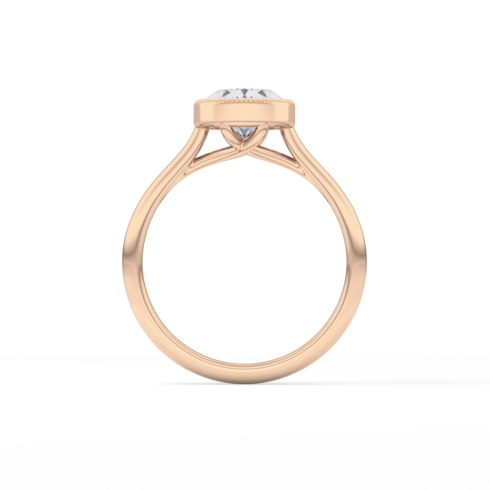 Oval Bezel Lab Grown Engagement Ring