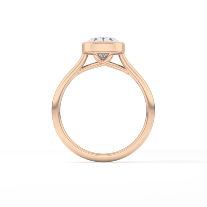 Oval Bezel Lab Grown Engagement Ring