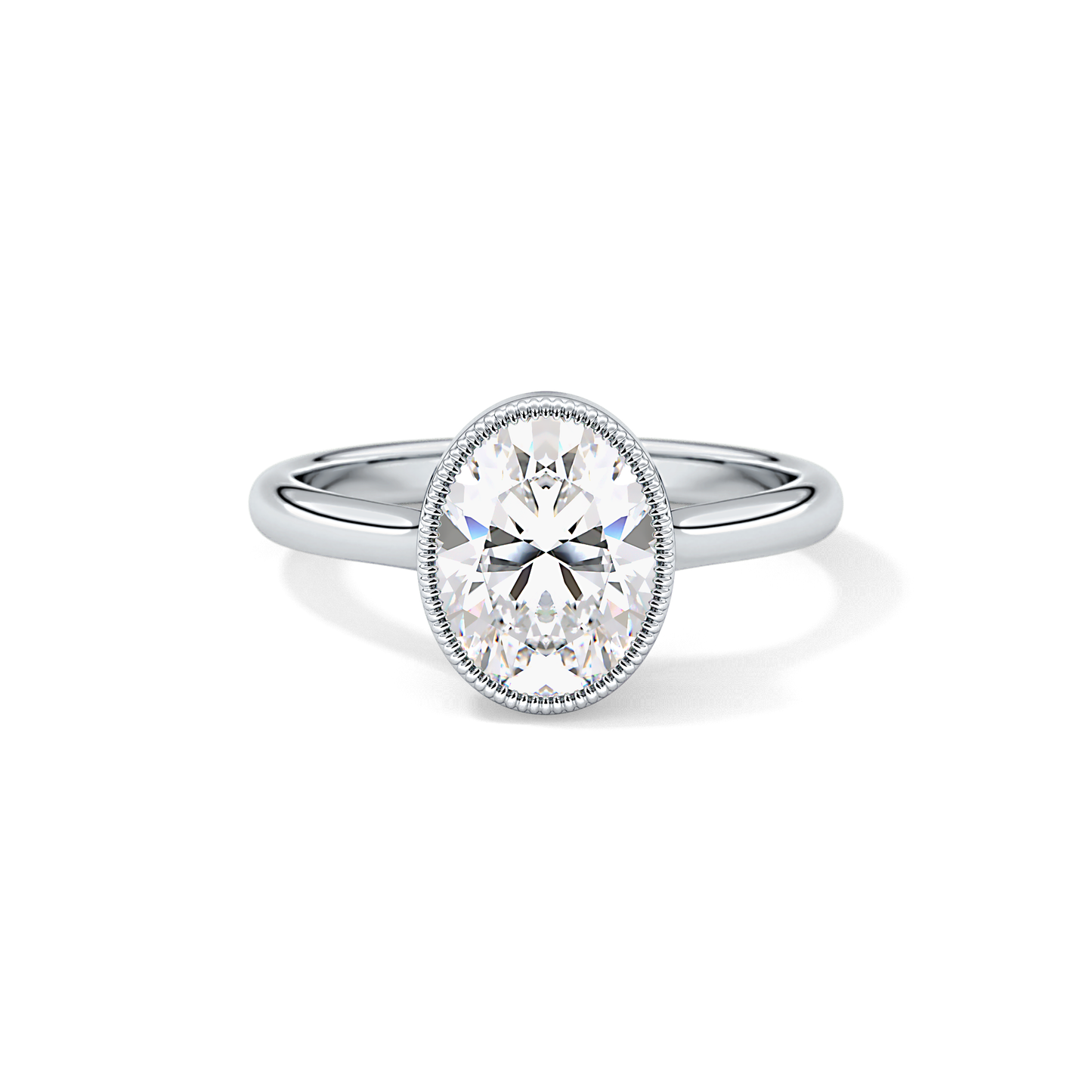 Oval Bezel Lab Grown Engagement Ring