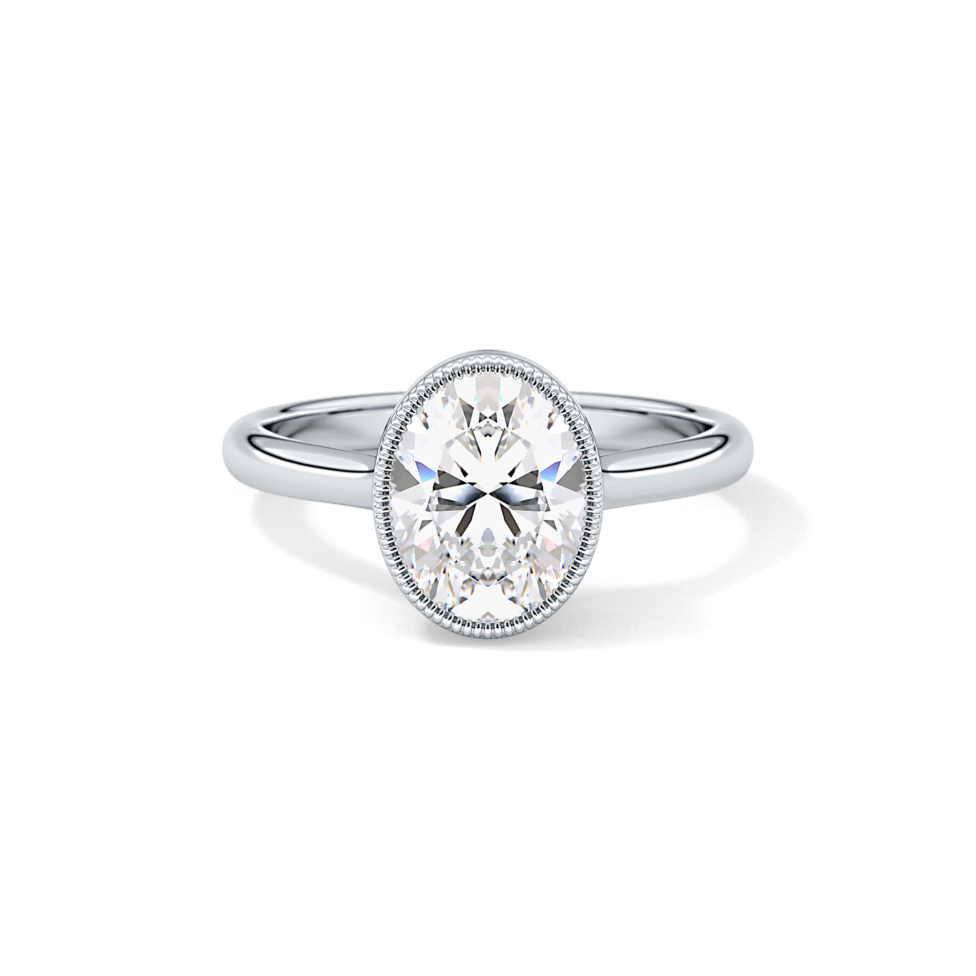 Oval Bezel Lab Grown Engagement Ring