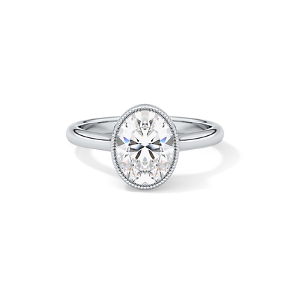 Oval Bezel Lab Grown Engagement Ring