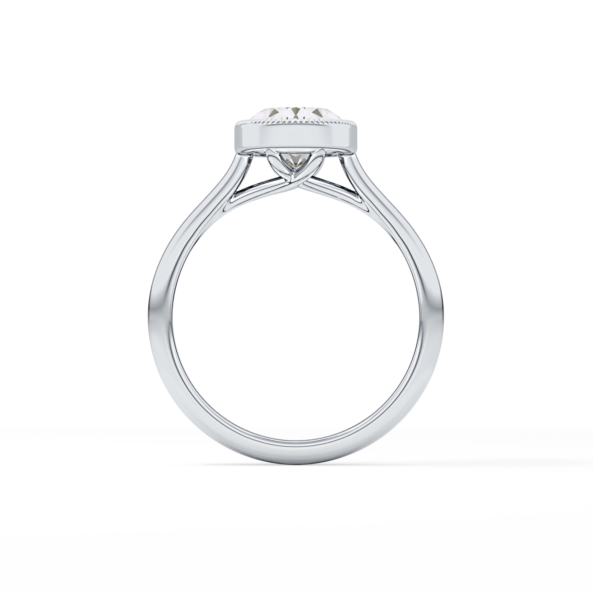 Oval Bezel Lab Grown Engagement Ring