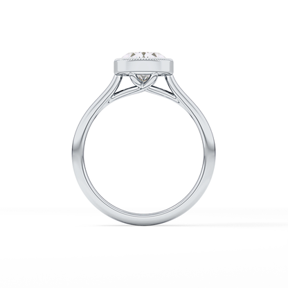 Oval Bezel Lab Grown Engagement Ring