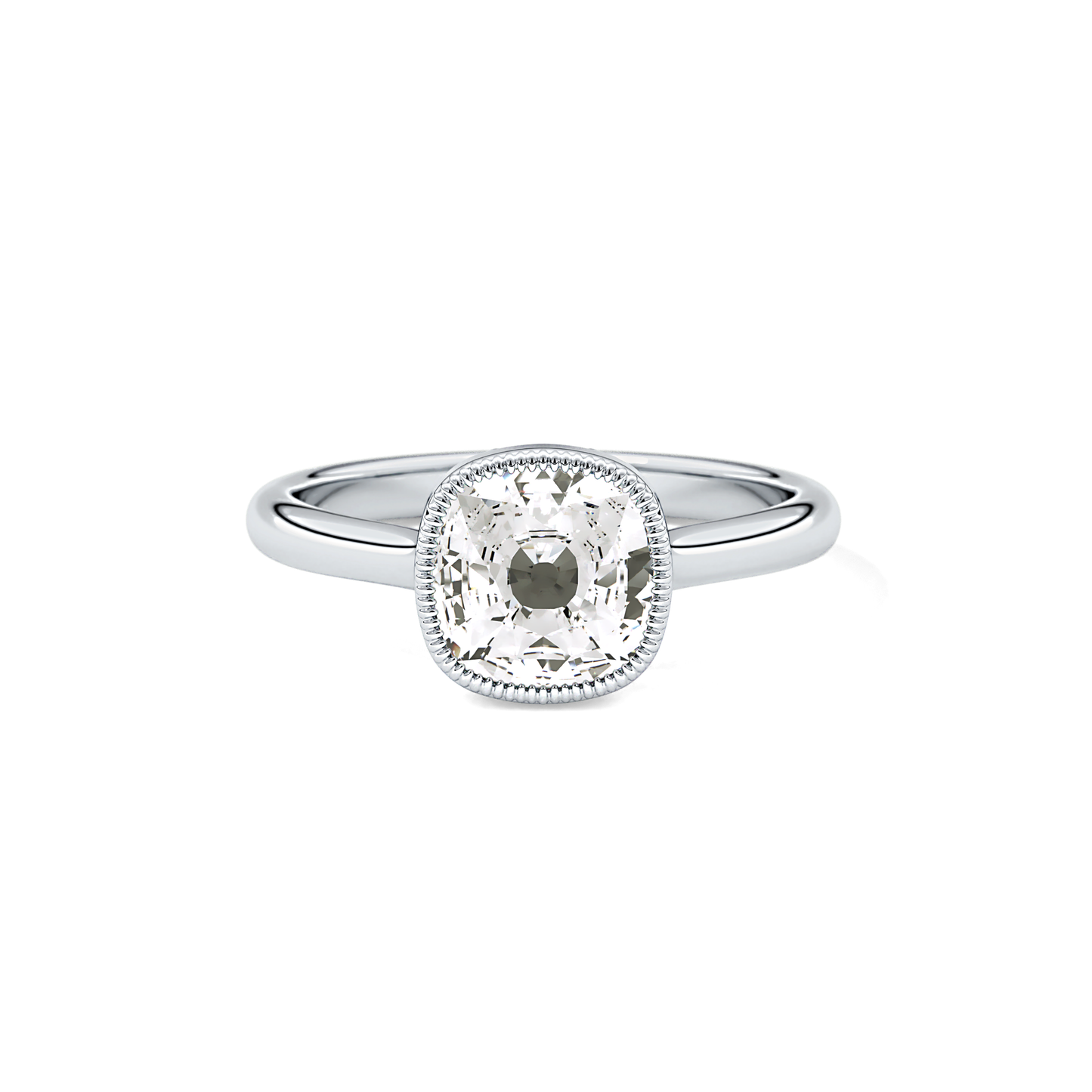Cushion Bezel Lab Grown Engagement Ring