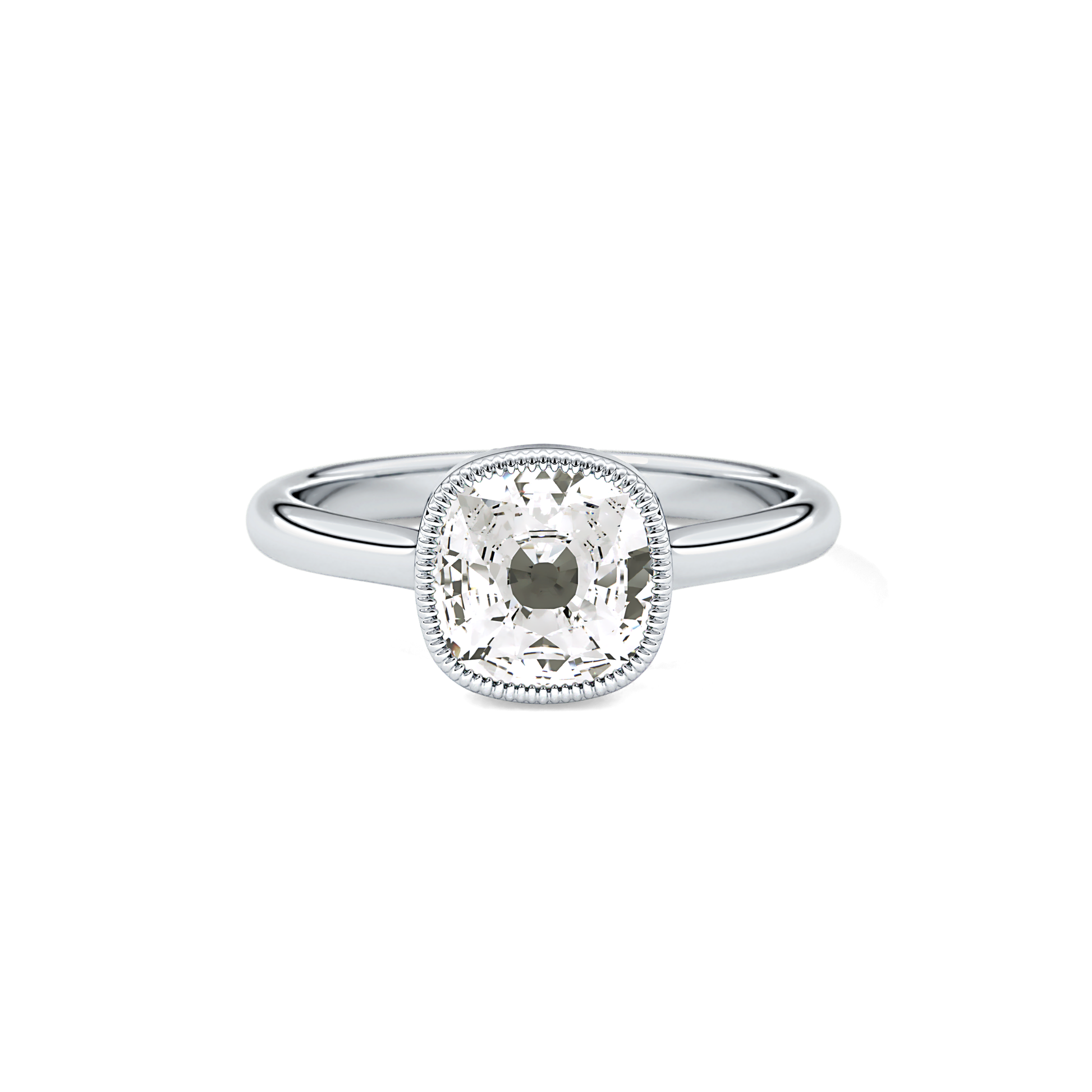 Cushion Bezel Lab Grown Engagement Ring