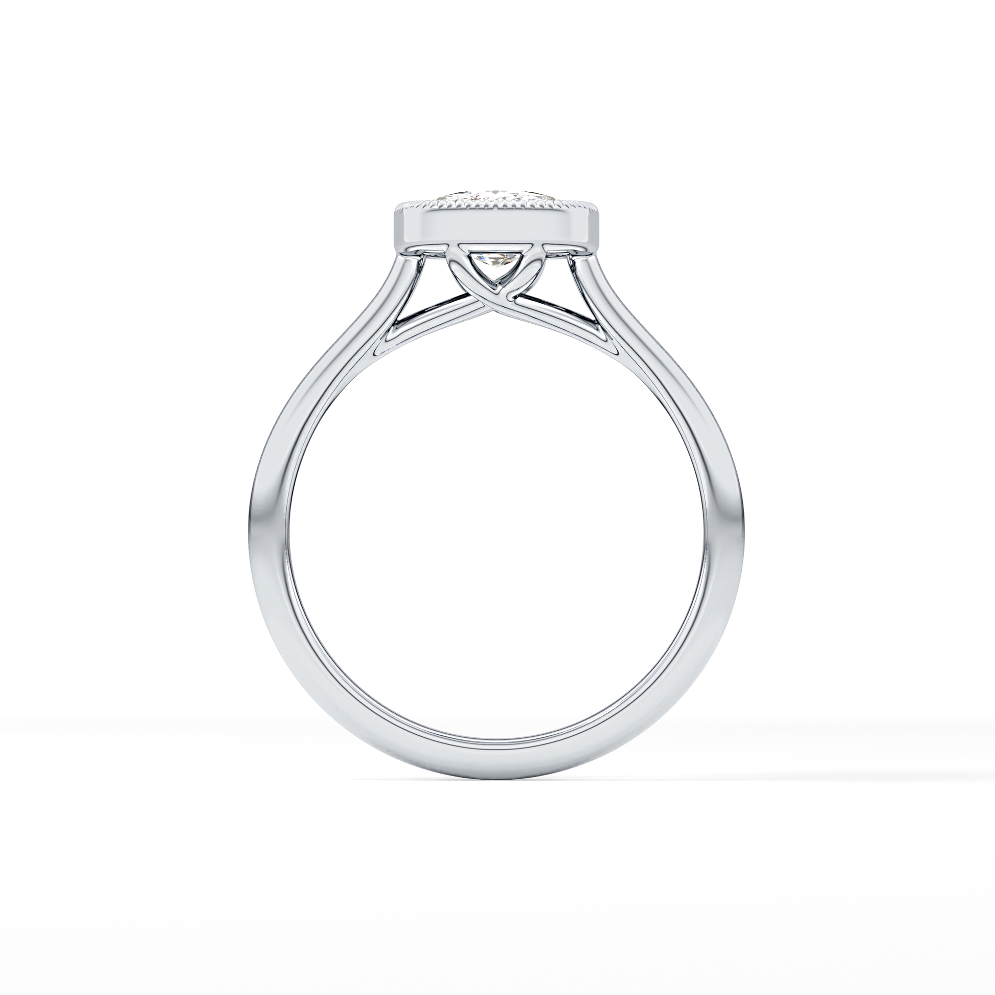 Cushion Bezel Lab Grown Engagement Ring