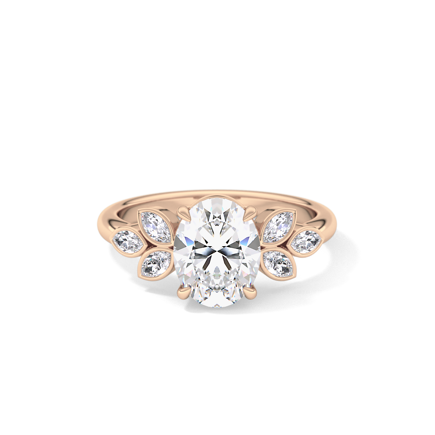 Oval Cluster Lab Grown Diamond Engagement Ring