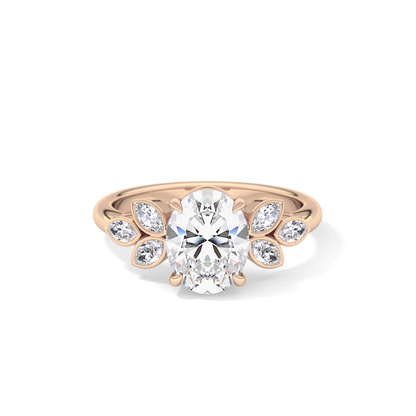 Oval Cluster Lab Grown Diamond Engagement Ring