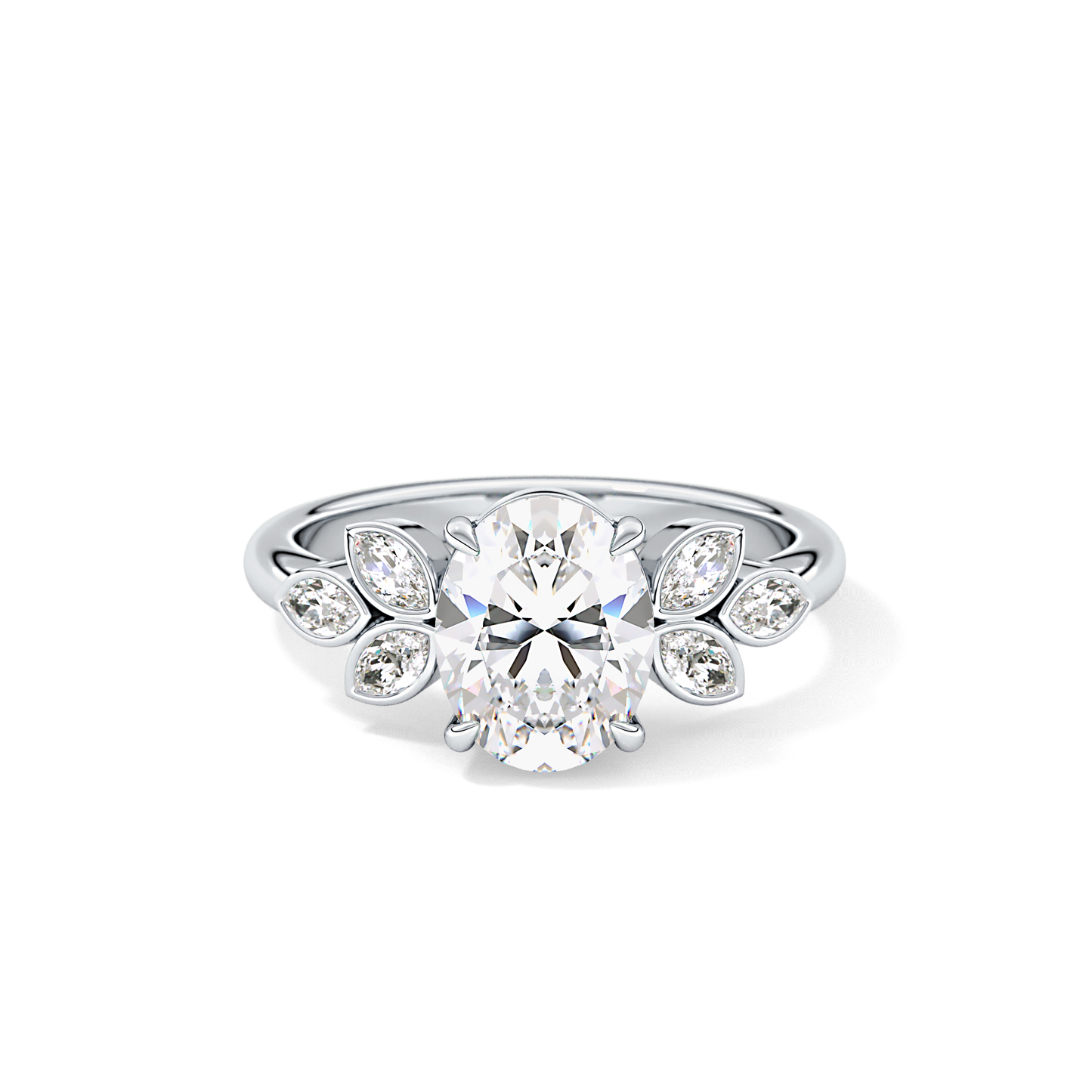 Oval Cluster Lab Grown Diamond Engagement Ring