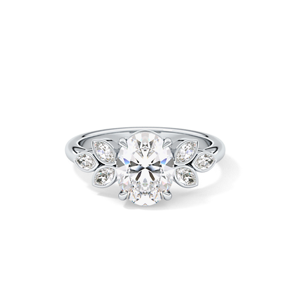 Oval Cluster Lab Grown Diamond Engagement Ring