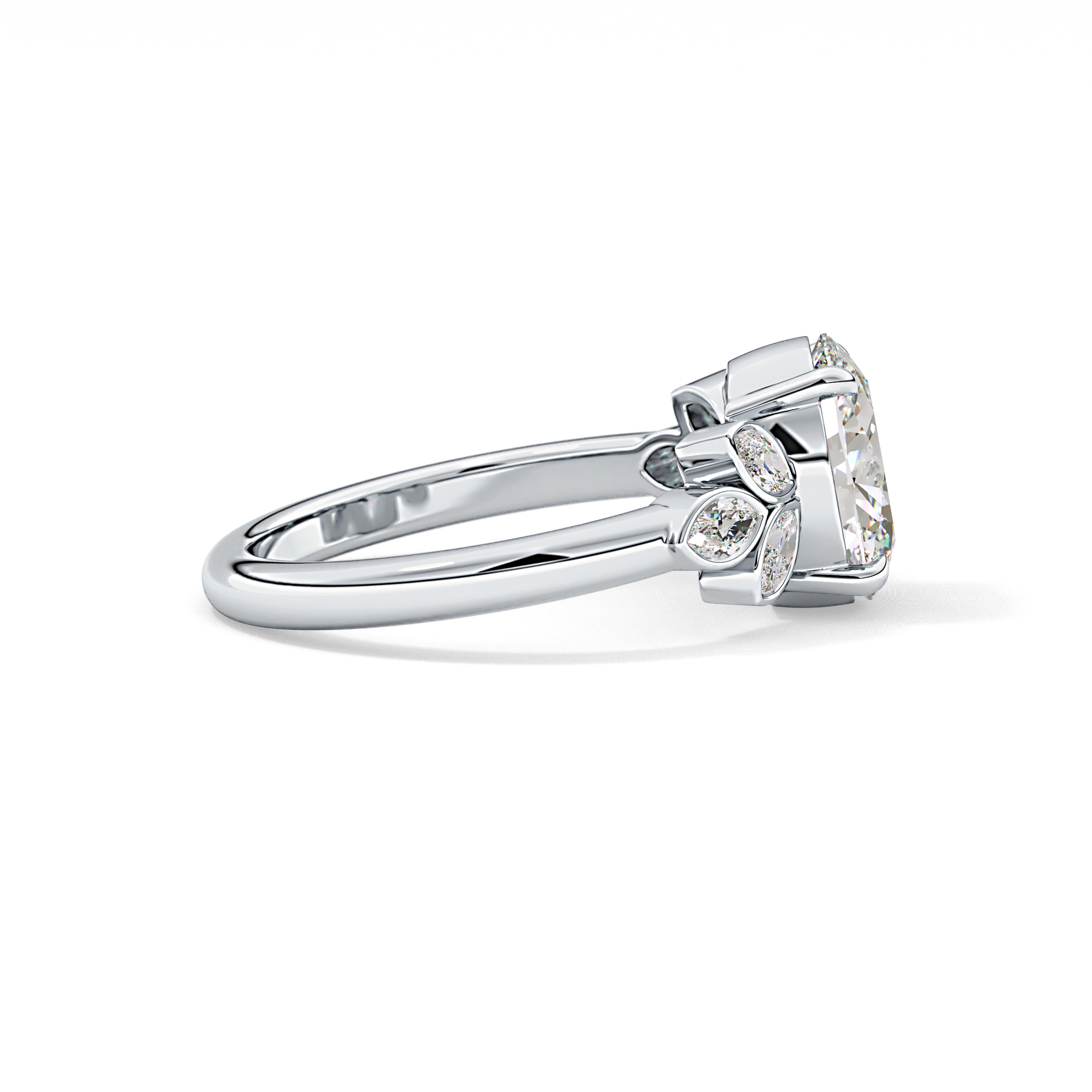 Oval Cluster Lab Grown Diamond Engagement Ring