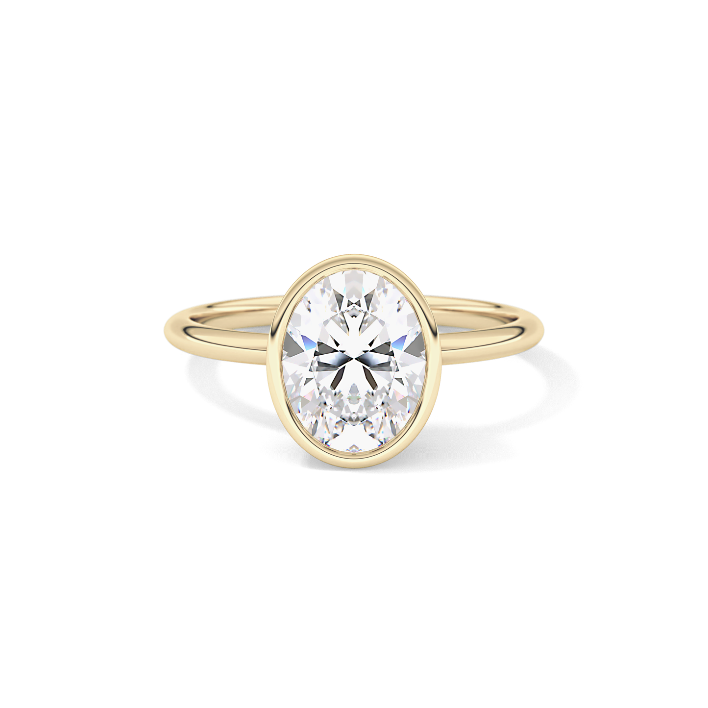 Oval Bezel Lab Grown Engagement Ring