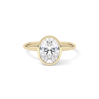 Oval Bezel Lab Grown Engagement Ring