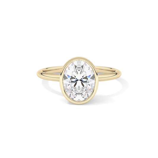 Oval Bezel Lab Grown Engagement Ring