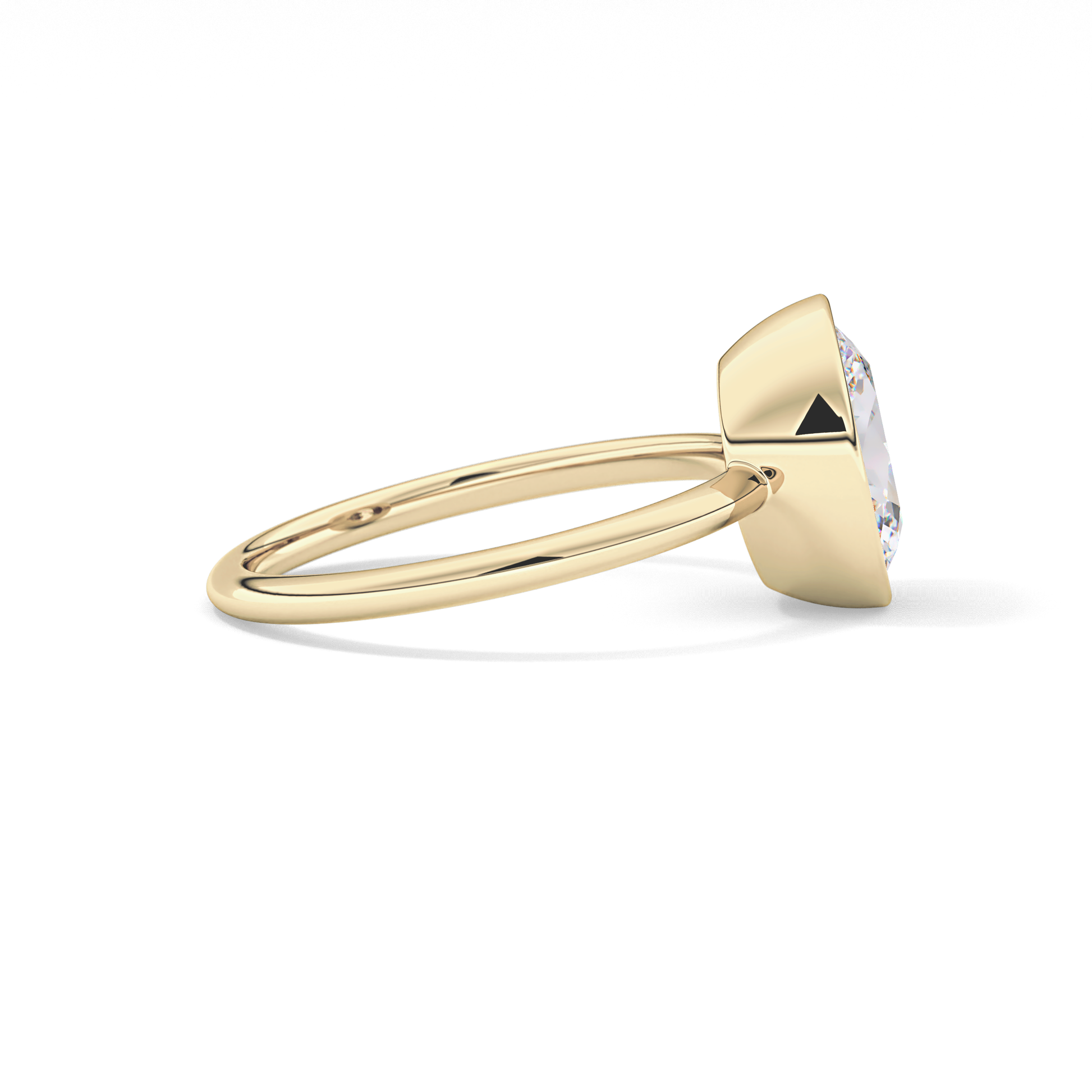 Oval Bezel Lab Grown Engagement Ring