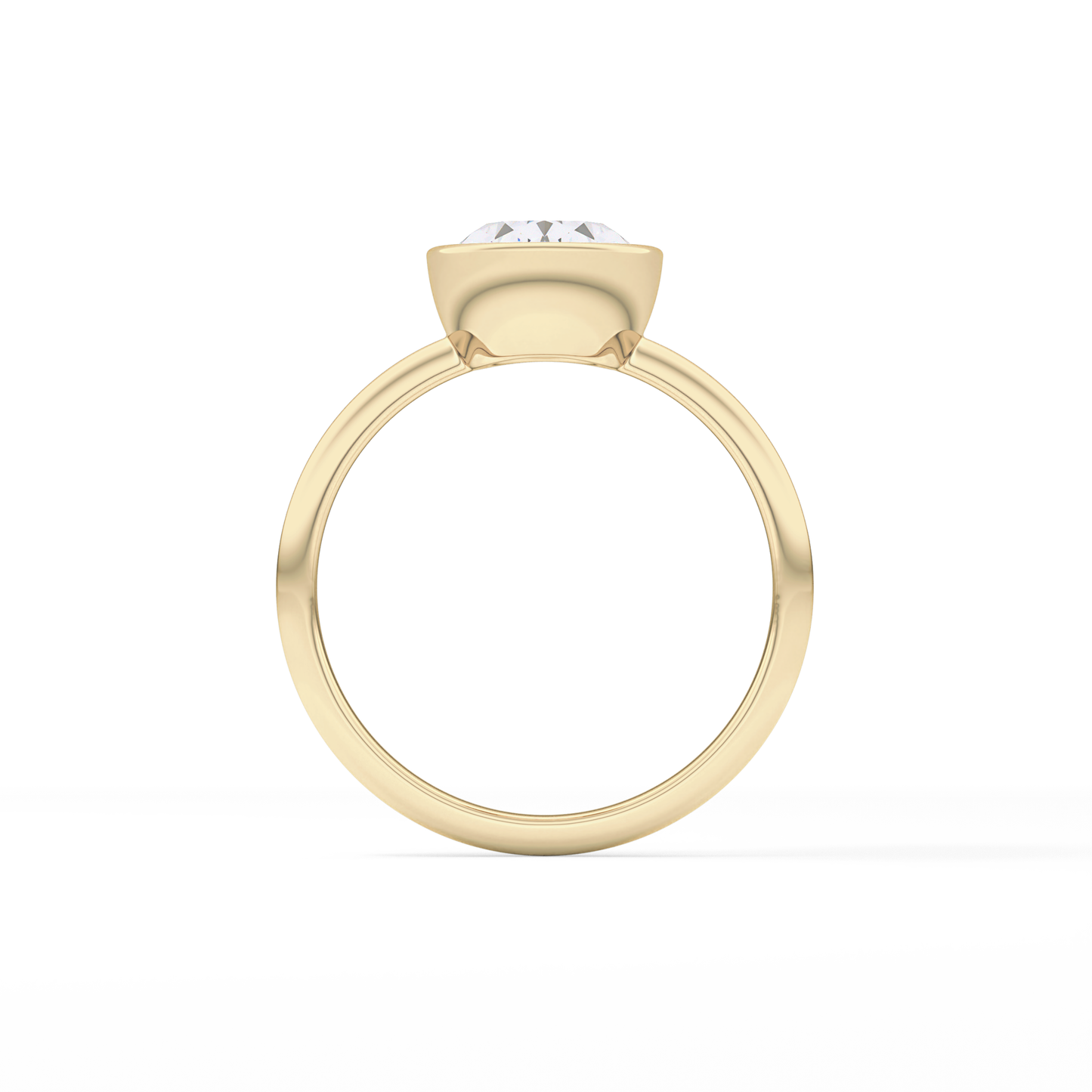 Oval Bezel Lab Grown Engagement Ring