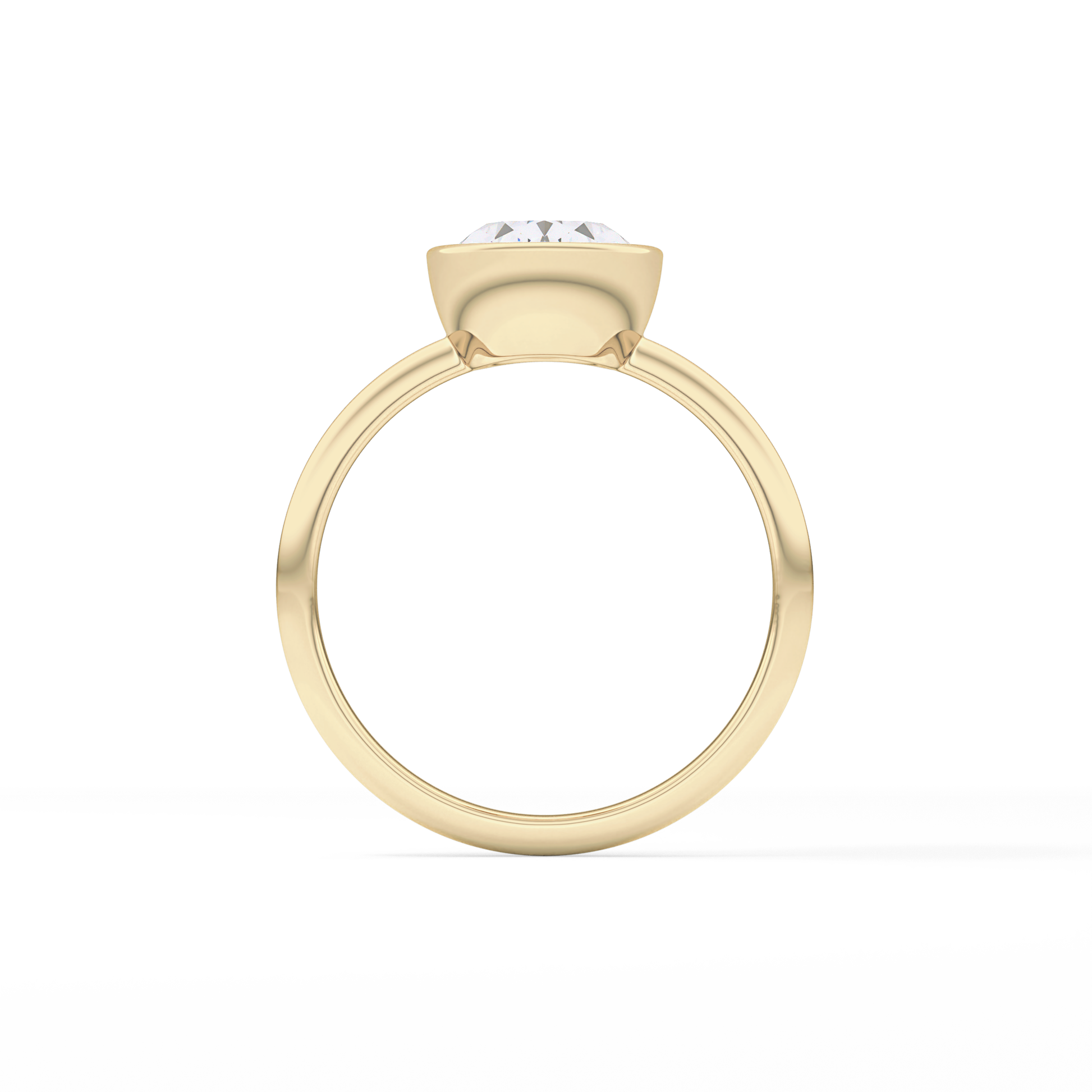 Oval Bezel Lab Grown Engagement Ring