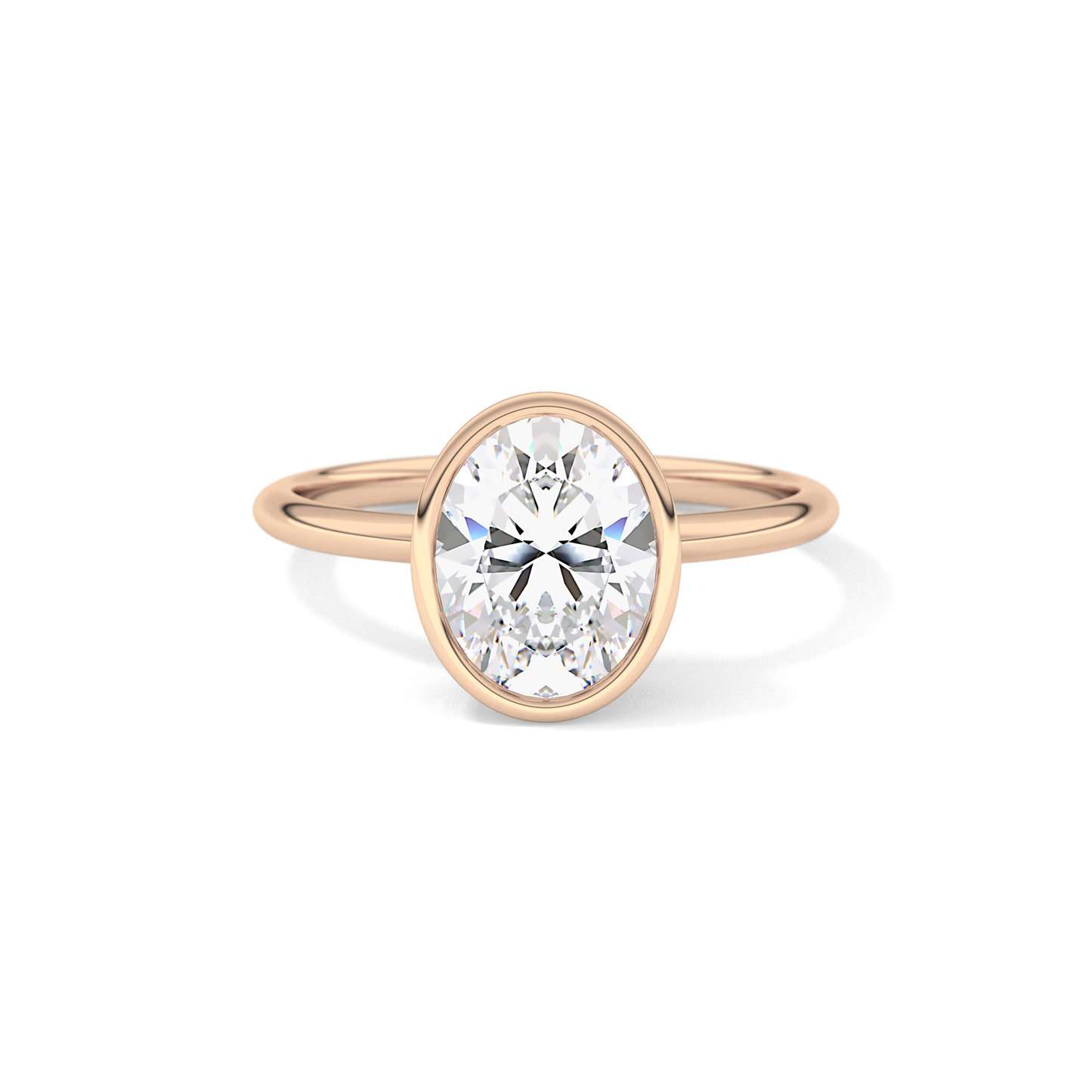 Oval Bezel Lab Grown Engagement Ring