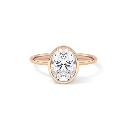 Oval Bezel Lab Grown Engagement Ring