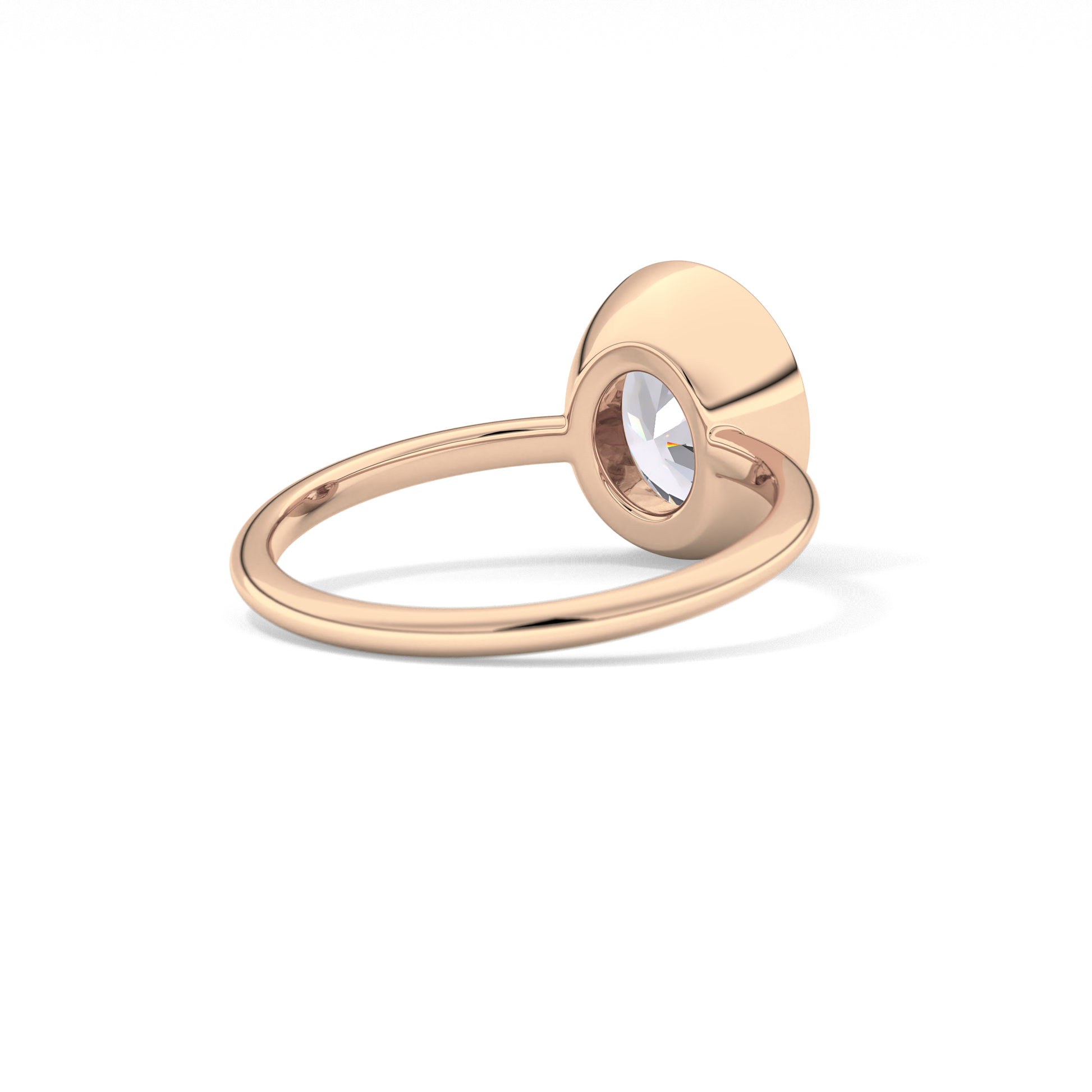 Oval Bezel Lab Grown Engagement Ring