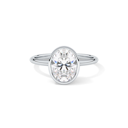 Oval Bezel Lab Grown Engagement Ring