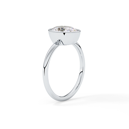 Oval Bezel Lab Grown Engagement Ring