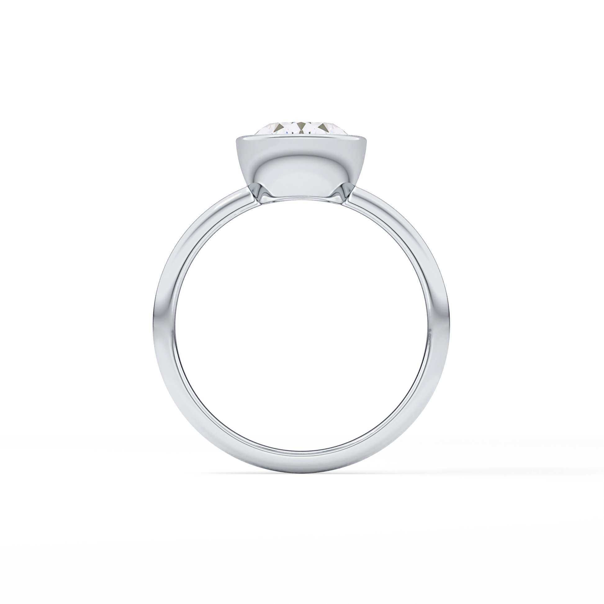 Oval Bezel Lab Grown Engagement Ring