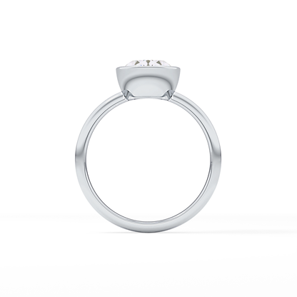 Oval Bezel Lab Grown Engagement Ring