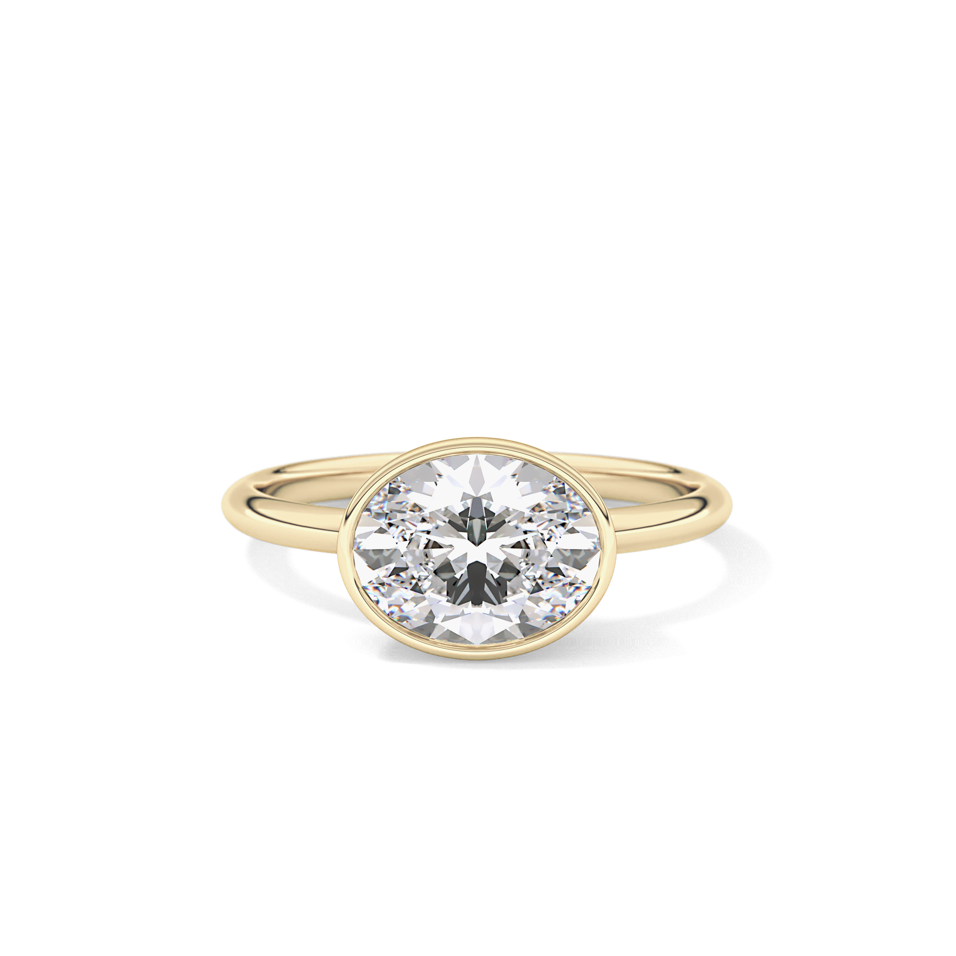 East West Oval Bezel Lab Grown Engagement Ring