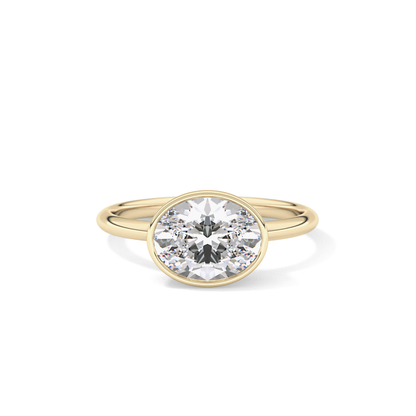East West Oval Bezel Lab Grown Engagement Ring